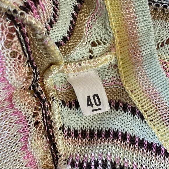 Vintage MISSONI Pastel Lace Knit Sweater Top Pink Yellow and Mint - Picture 8 of 11